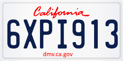 CA license plate 6XPI913