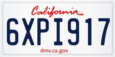 CA license plate 6XPI917