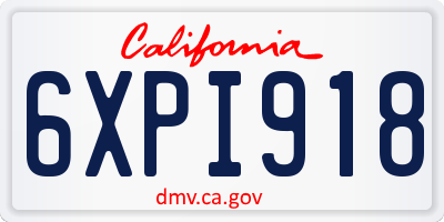 CA license plate 6XPI918