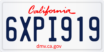 CA license plate 6XPI919