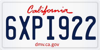 CA license plate 6XPI922