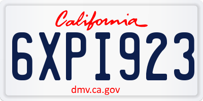 CA license plate 6XPI923