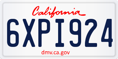 CA license plate 6XPI924