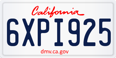 CA license plate 6XPI925
