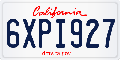 CA license plate 6XPI927
