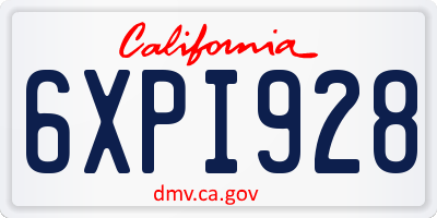CA license plate 6XPI928