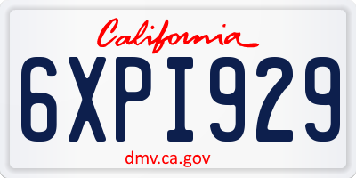 CA license plate 6XPI929