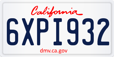 CA license plate 6XPI932