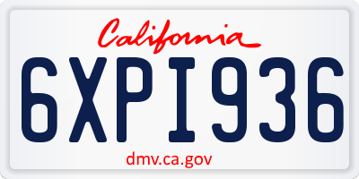 CA license plate 6XPI936