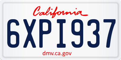 CA license plate 6XPI937