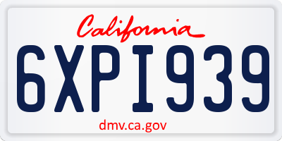 CA license plate 6XPI939