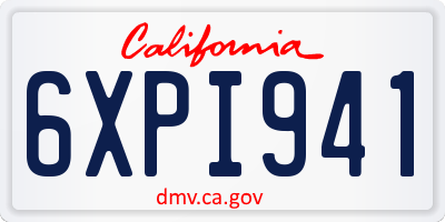 CA license plate 6XPI941