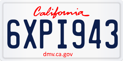 CA license plate 6XPI943