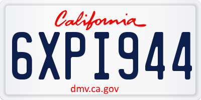 CA license plate 6XPI944
