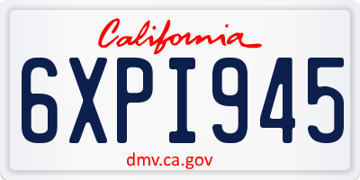 CA license plate 6XPI945