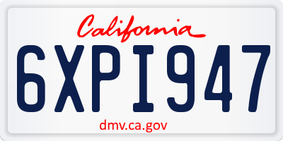 CA license plate 6XPI947