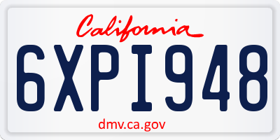 CA license plate 6XPI948