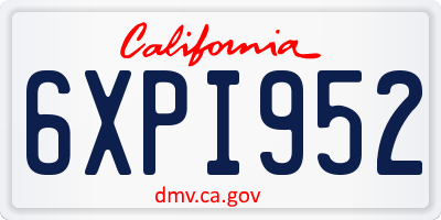 CA license plate 6XPI952