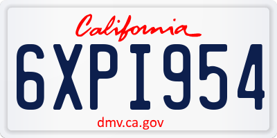 CA license plate 6XPI954