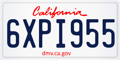 CA license plate 6XPI955