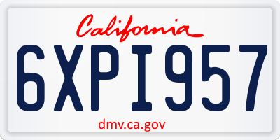 CA license plate 6XPI957