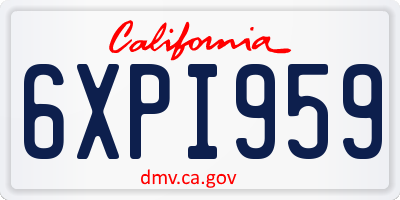 CA license plate 6XPI959