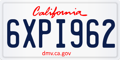 CA license plate 6XPI962