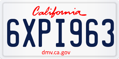CA license plate 6XPI963
