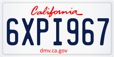 CA license plate 6XPI967