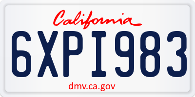 CA license plate 6XPI983