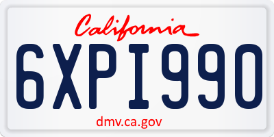CA license plate 6XPI990