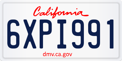CA license plate 6XPI991