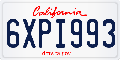 CA license plate 6XPI993