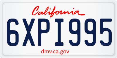 CA license plate 6XPI995