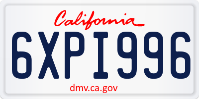 CA license plate 6XPI996