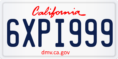 CA license plate 6XPI999