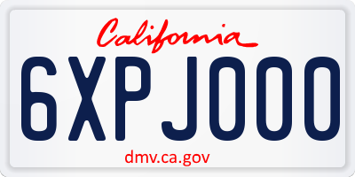 CA license plate 6XPJ000