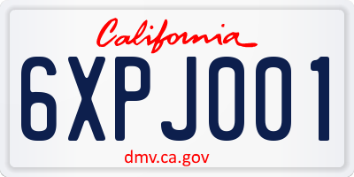 CA license plate 6XPJ001