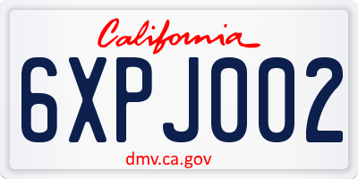 CA license plate 6XPJ002