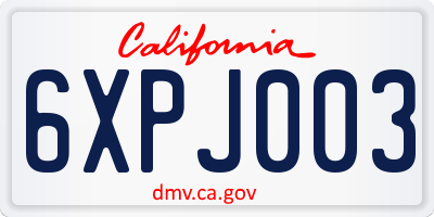 CA license plate 6XPJ003