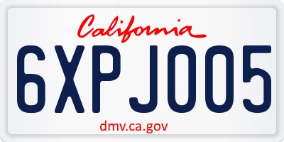 CA license plate 6XPJ005