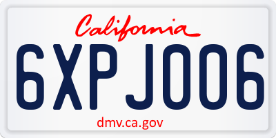 CA license plate 6XPJ006