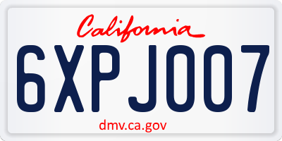 CA license plate 6XPJ007