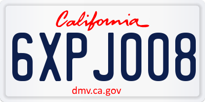 CA license plate 6XPJ008