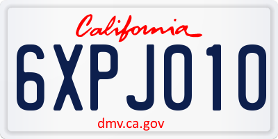 CA license plate 6XPJ010