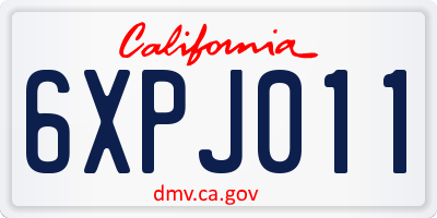 CA license plate 6XPJ011