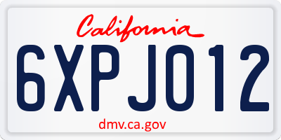 CA license plate 6XPJ012