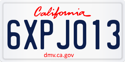 CA license plate 6XPJ013