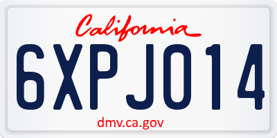 CA license plate 6XPJ014