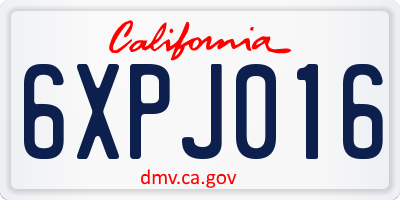 CA license plate 6XPJ016